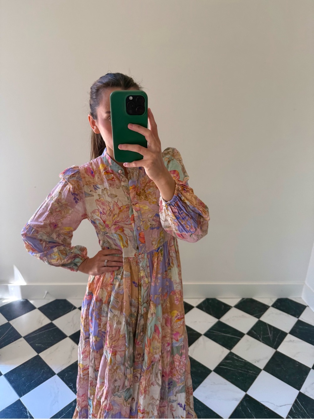 Zimmermann Cira Tiered Shirt Dress Patch Multi Floral Size 0 - Picture 4 of 9